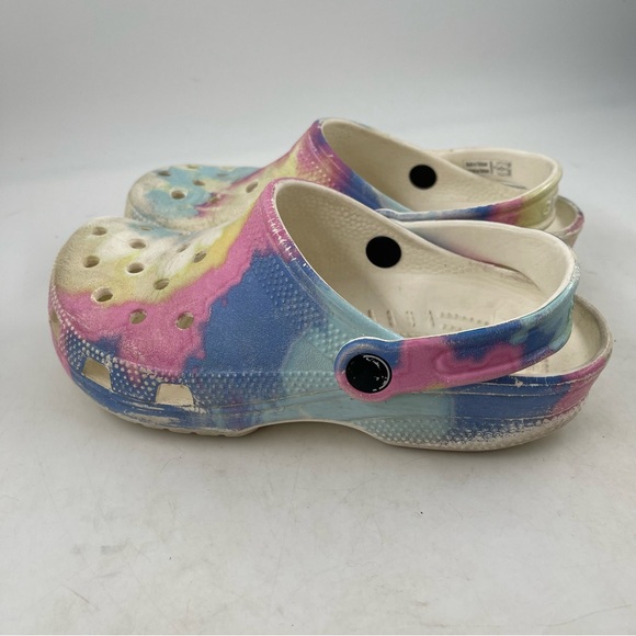 Crocs Unisex Kids Classic Clogs Rainbow Tie Dye Junior Size 3 - (basically a 3Y) - Picture 10 of 11